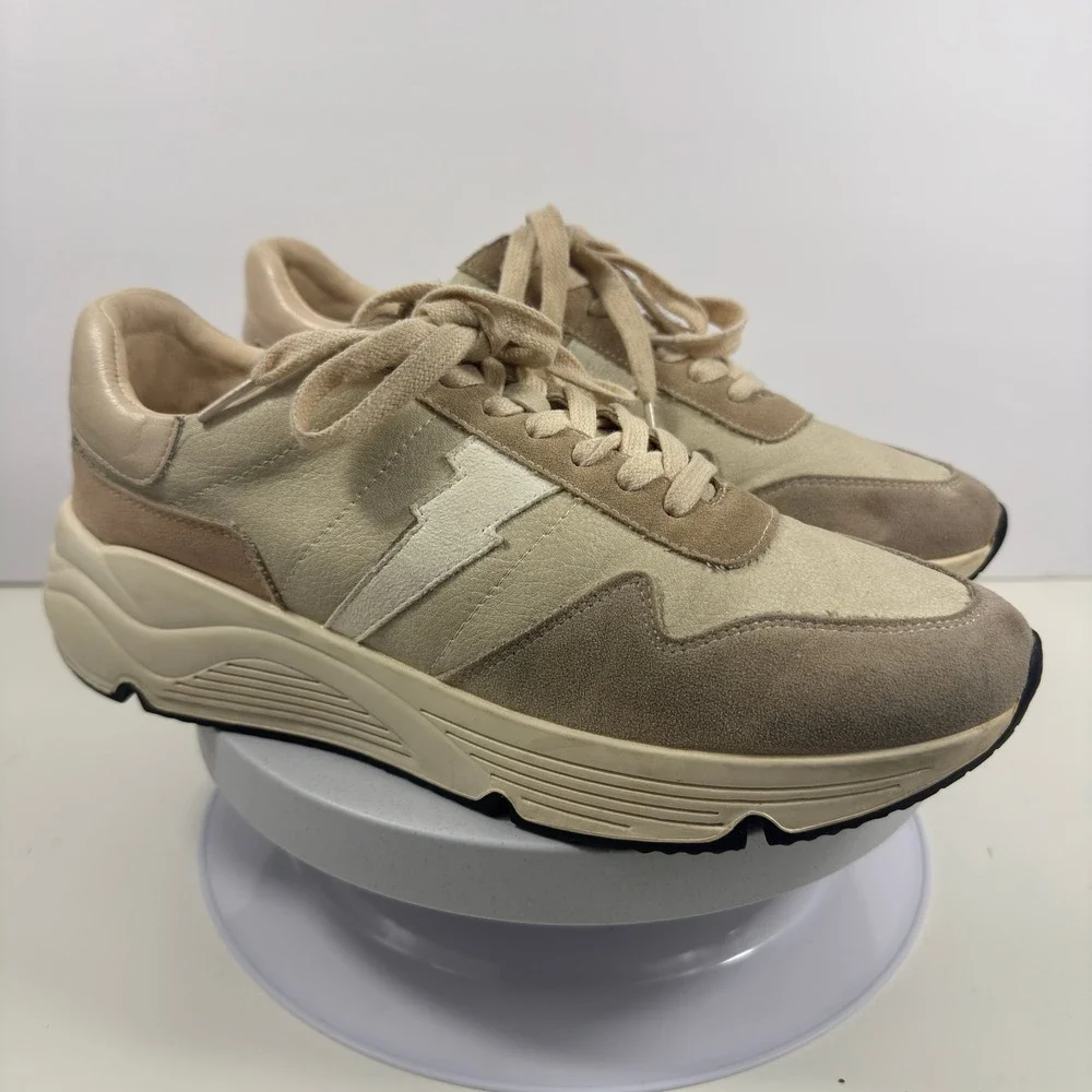Oasis Society Chunky Sneakers Beige Suede‎ Leather Casual Retro Shoes Size 10